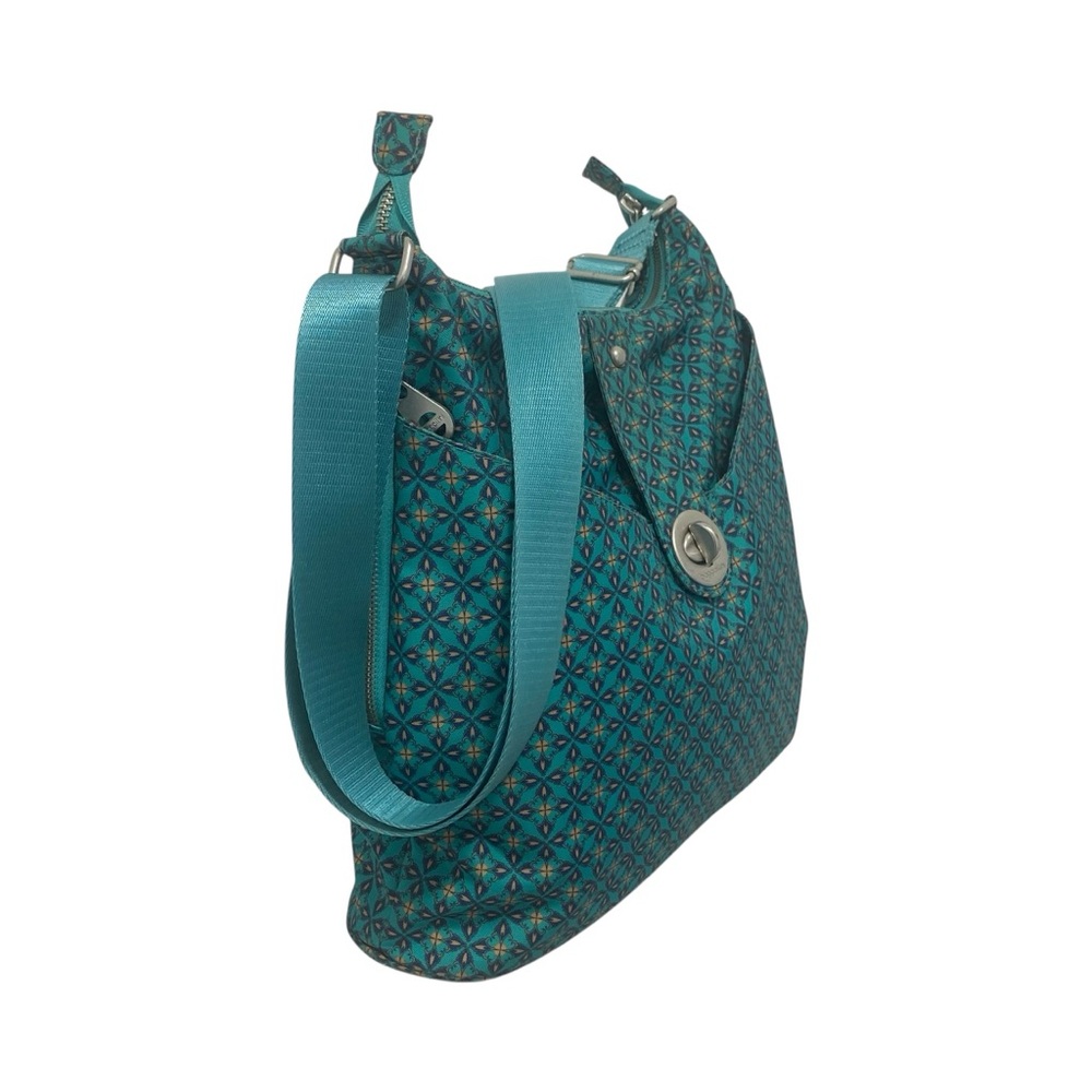 Baggallini Large Teal Geometric Pattern Crossbody Shoulder Bag & Wristlet - EC - Picture 4 of 14